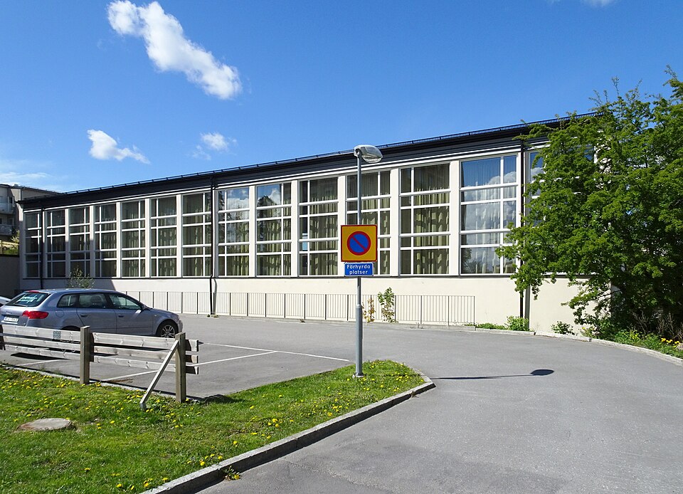 Kärrtorpshallen, byggår 1963, Bertil Rundberg (Byggmästare) Kjell Ödeen (Arkitekt) Stockholms Folkskoledirektion (Byggherre)