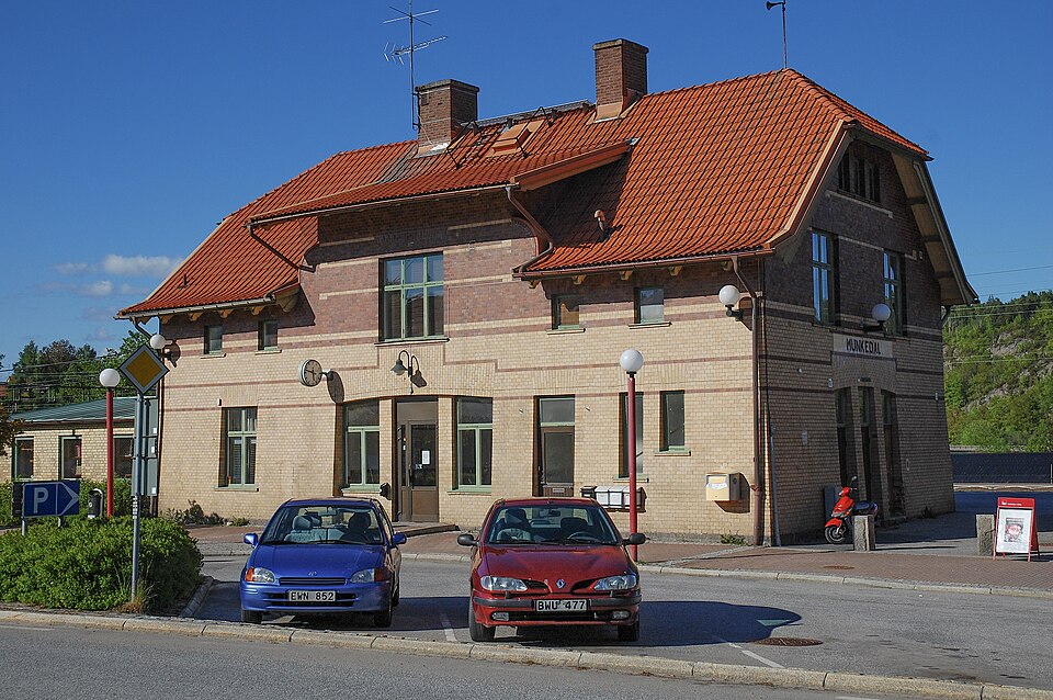 Munkedal railway station in Munkedal Municipality, Västra Götaland County, Sweden