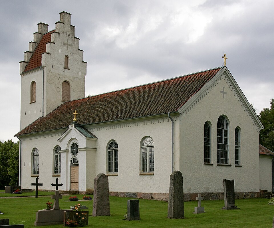 Trävattna kyrka (Swedish:Church of Trävattna) in Västergötland, Sweden.