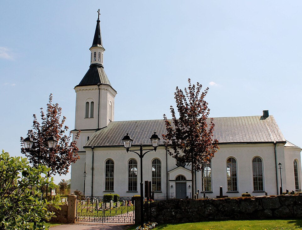 Vederslövs new church.The church which was built in 1878-79 marked by the neo-classical style but with clear historicerande stylistic features of neo-Gothic and neo-romanticism, designed by Edvard von