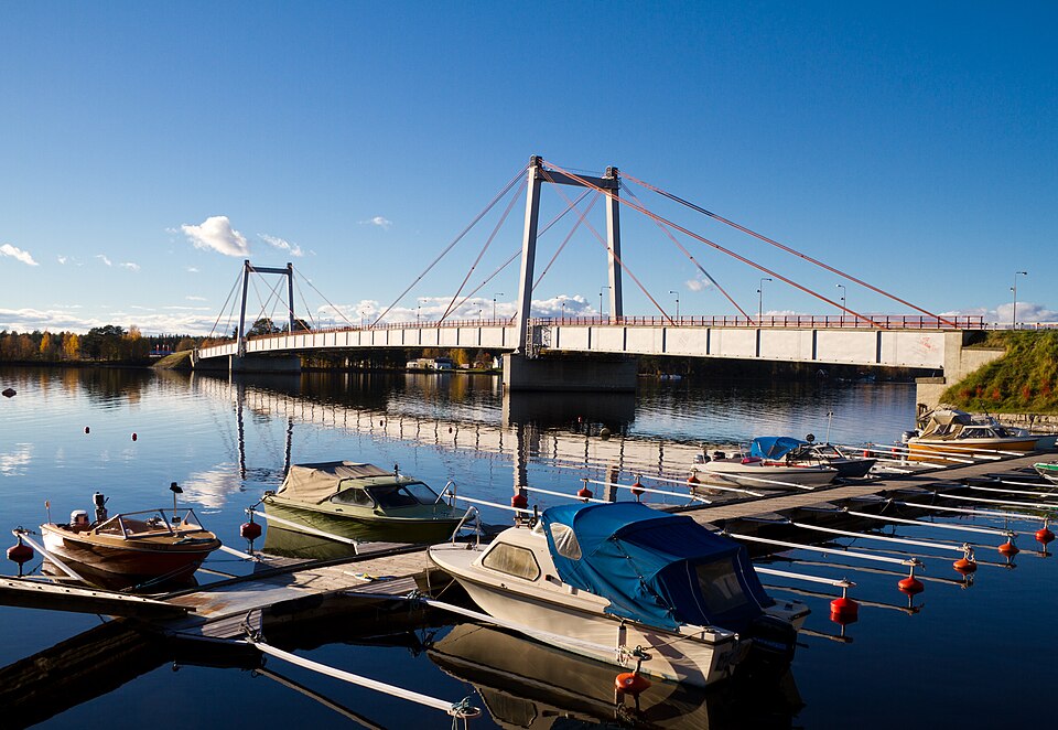 Strömsund bridge (Strömsundsbron), Strömsund, Jämtland, Sweden. View from east.