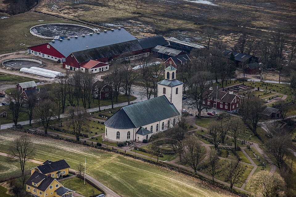 The Reftele church from the air