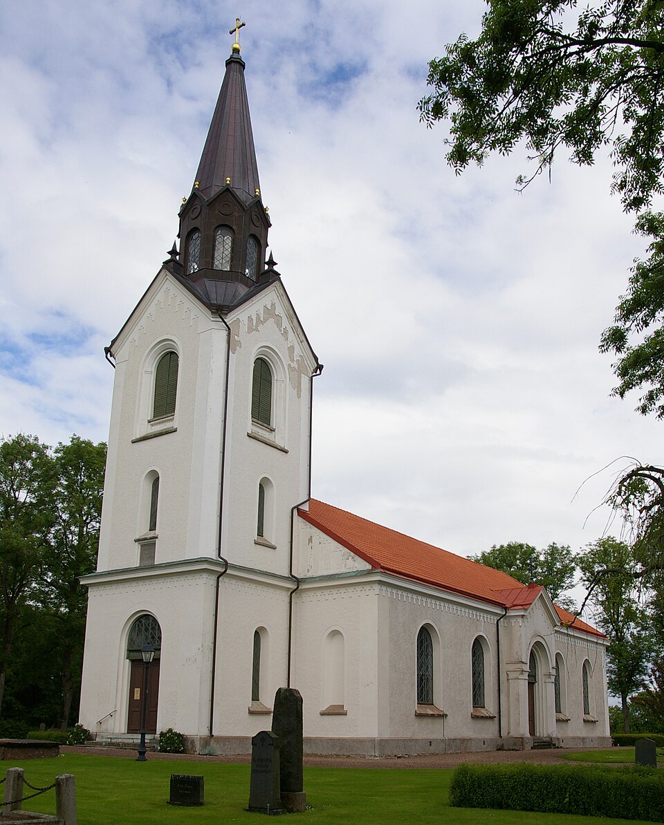 Torbjörntorps kyrka (Swedish:Church of Torbjörntorp) in Västergötland, Sweden. The church was erected in 1872, and replaced an earlier medieval church.