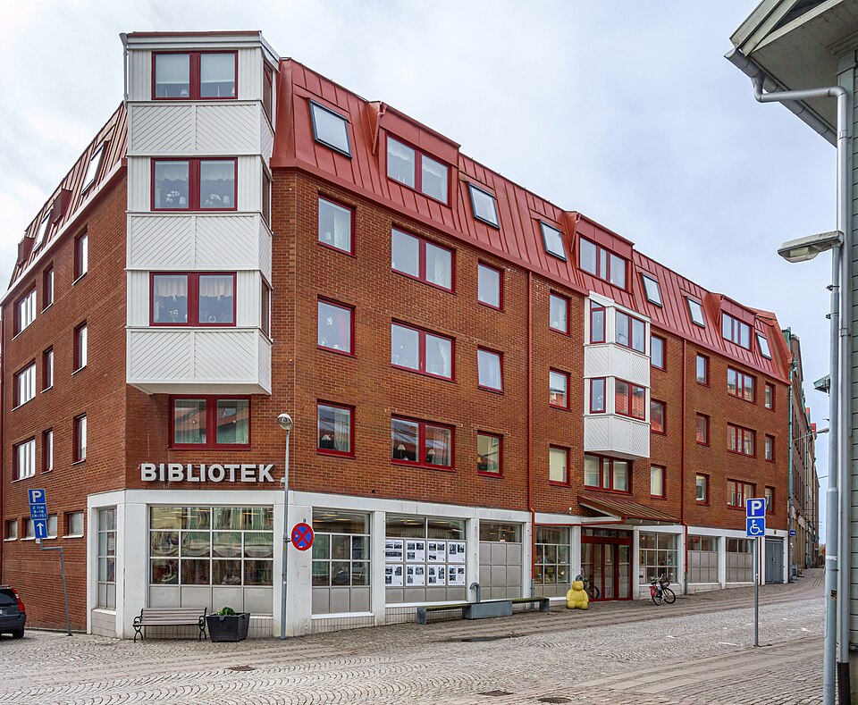 Lysekil public library at Kungsgatan 18 in Lysekil, Sweden.