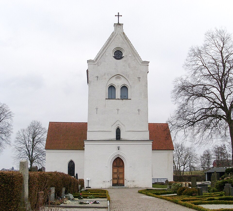 Vollsjö kyrka utanför Vollsjö i Skåne. This is a photo of an ecclesiastical monument in Sweden, number 21300000004043 (sub-number: 21400000439735) in the RAÄ buildings database.