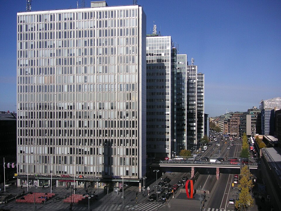 Hötorgets höghus 1-5 i Stockholm, närmast kameran är höghus nr 5.