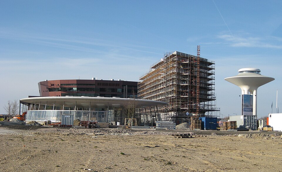 The entrance to the subterrestial railway station at Hyllie, Malmö, being built.