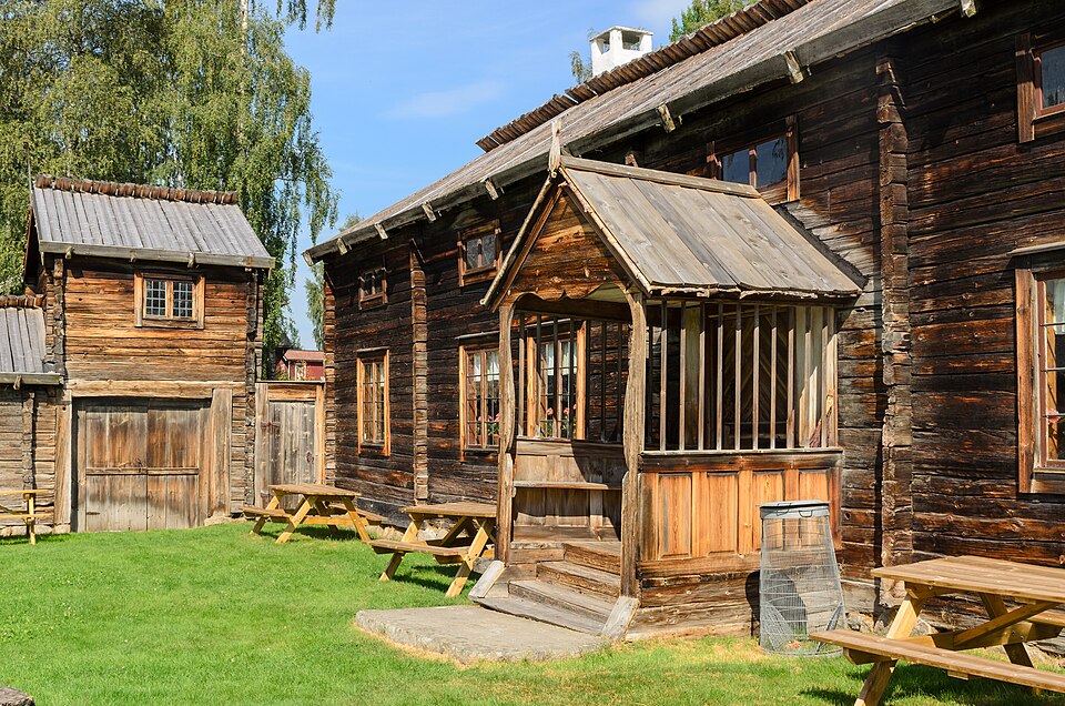 Buildings at Delsbo forngård, Hudiksvall Municipality.