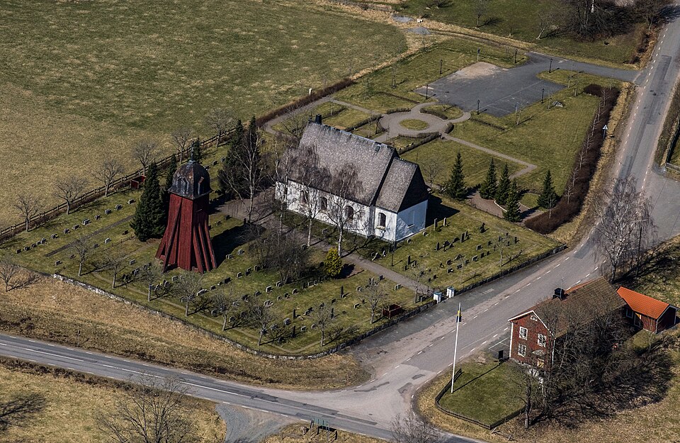 The Hagshult church from the air