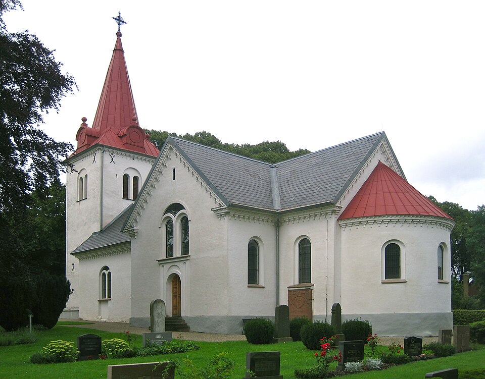 Håstad church, Skåne, Sweden. Building originally from the 11th century, rebuilt in 1861.