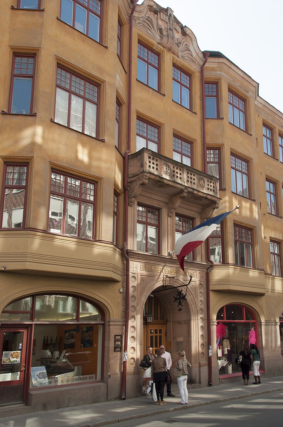 Franska reformerta församlingens hus, kv. Sperlingens Backe 61 (f.d. 24) Humlegårdsgatan 13, 15, Byggnadsår 1904-06, arkitekt Rudolf Arborelius, byggherre Franska reformerta församlingen, byggmästare