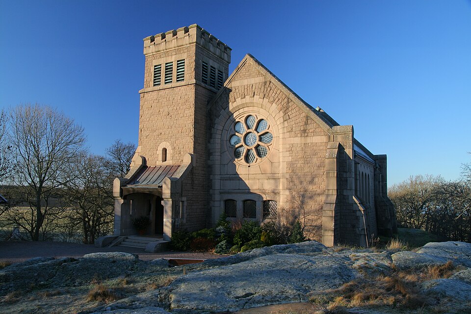 The exterior of the church of Tjolöholm south of Kungsbacka, Sweden.