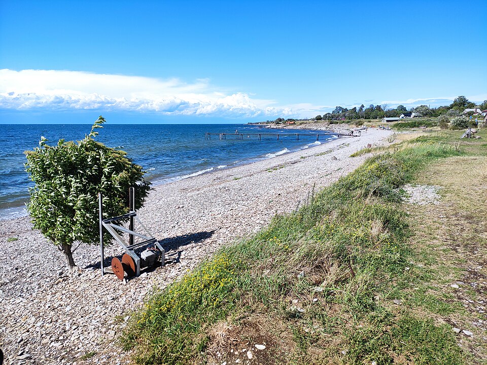 Veřejná pláž, Djupvik, Öland, Švédsko