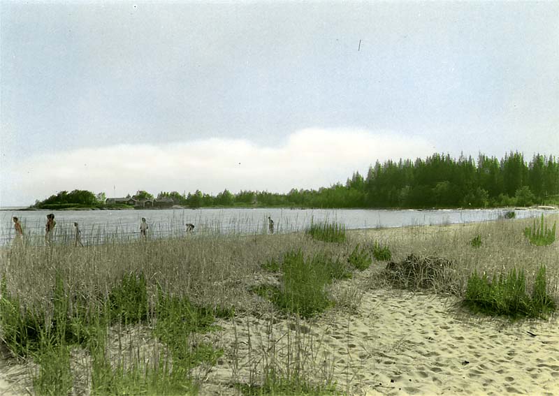 Handkolorerad variant av ac01286.; Miljöer; Strandmiljö