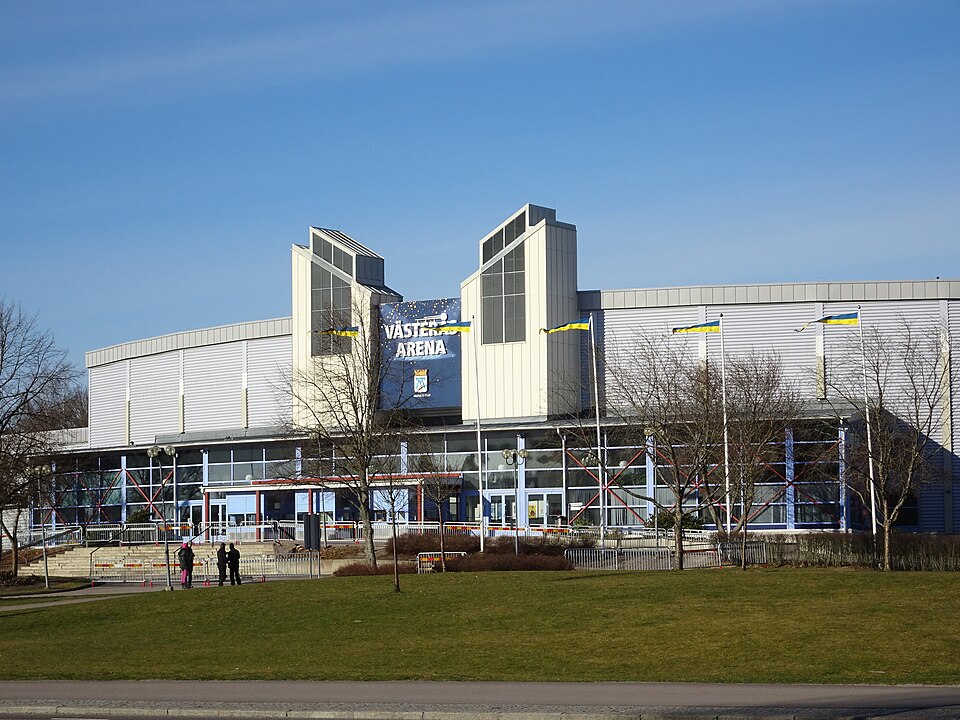 Västerås Arena (for events and in-door sports) in the Rocklunda sports area in Västerås, Sweden. The A-hall can hold a seated audience of 1 800. There is a sports floor of 1 500 m² on which 1 000