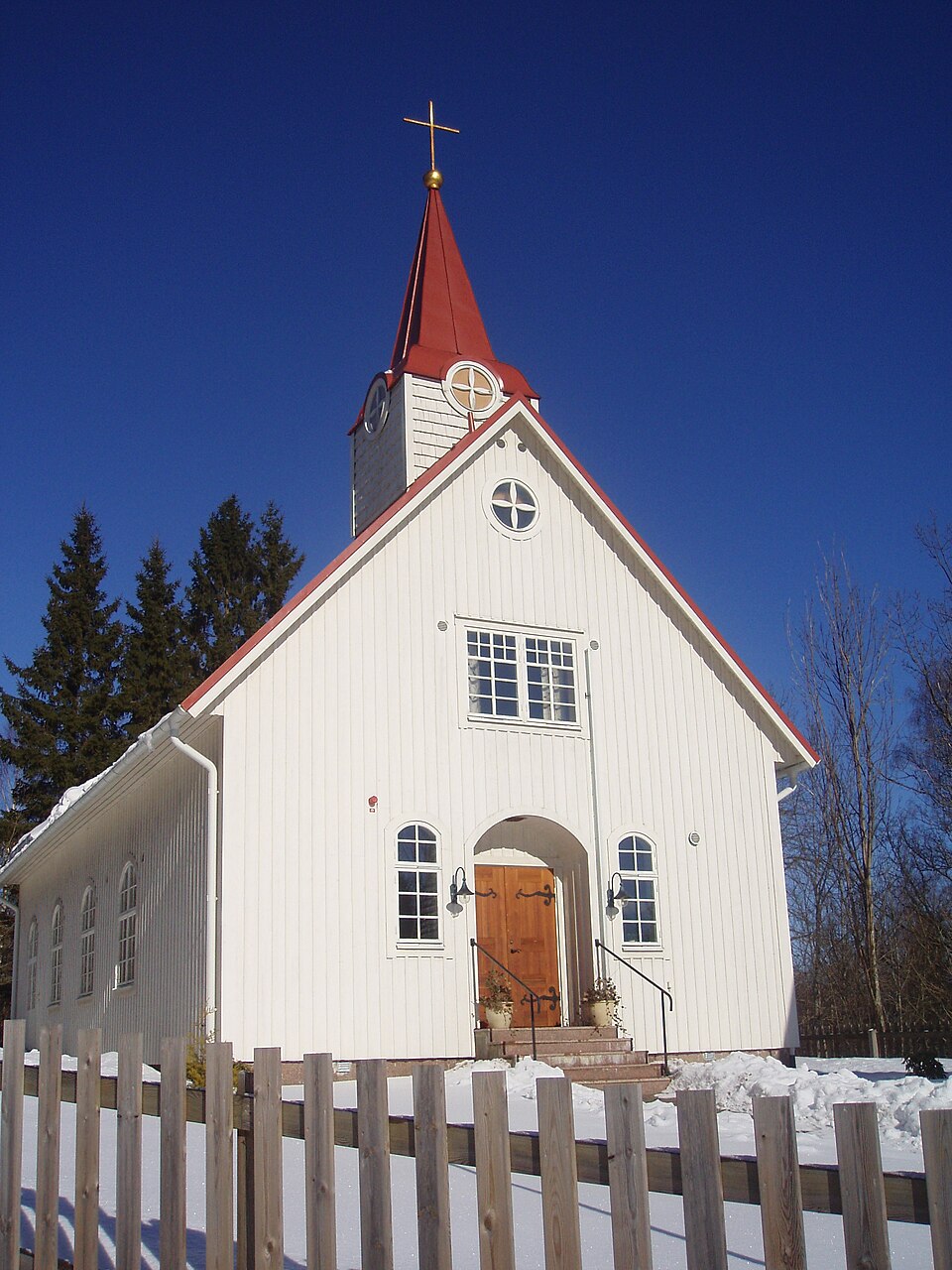 Kulla kapell outside Eksjö, Sweden, February 2006. The original church was burnt down, and the current one rebuilt in 2001.