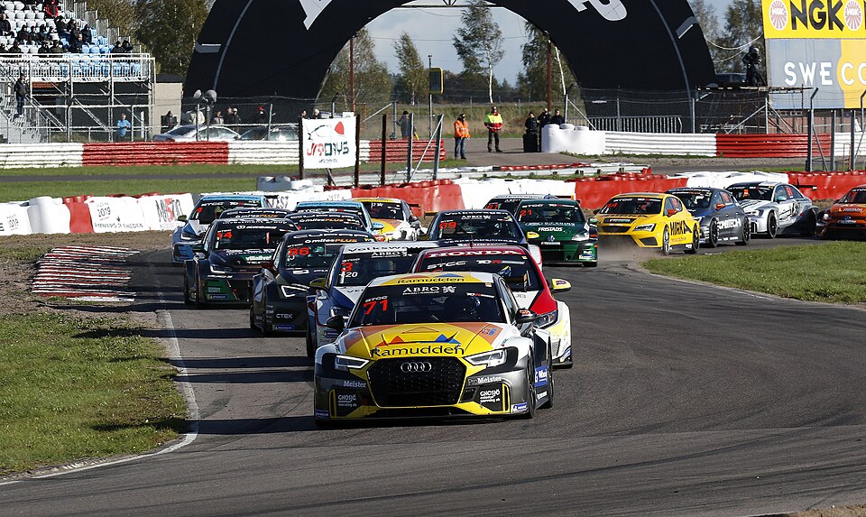 Tobias Brink, driver and founder of Brink Motorsport, leads the final round of the 2018 STCC season in his Audi RS3 LMS TCR.