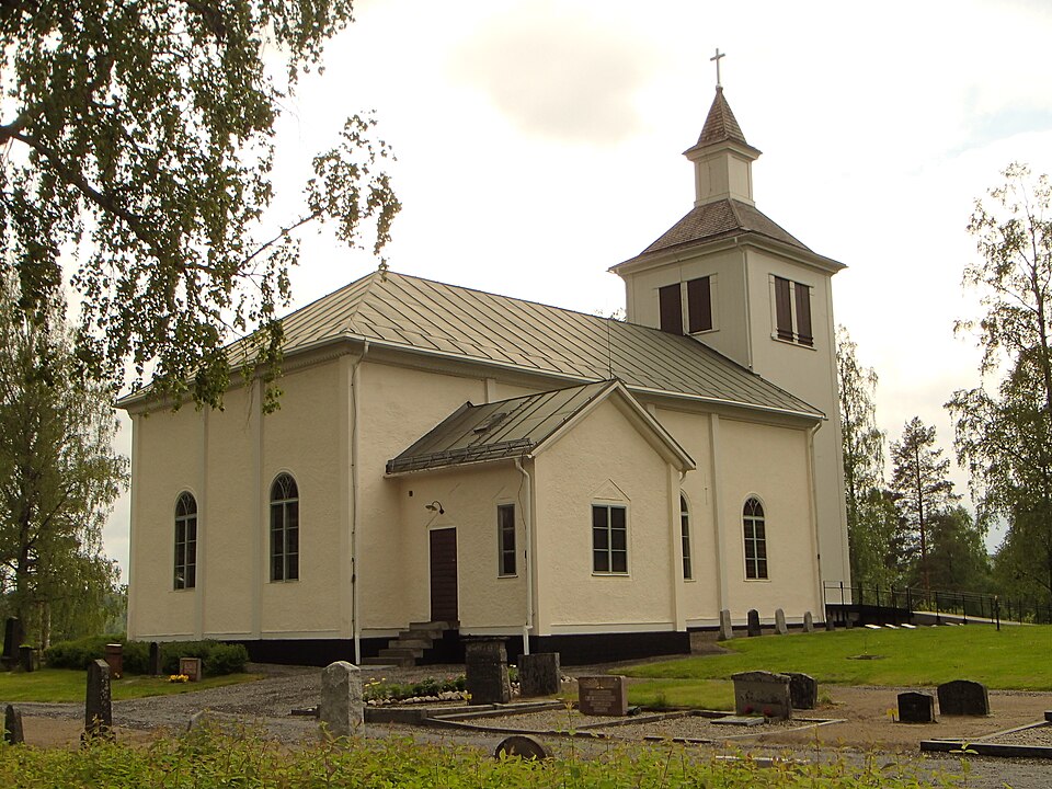 The church building of "Trehörningsjö kyrka" at Trehörningsjö in Örnsköldsvik Municipality