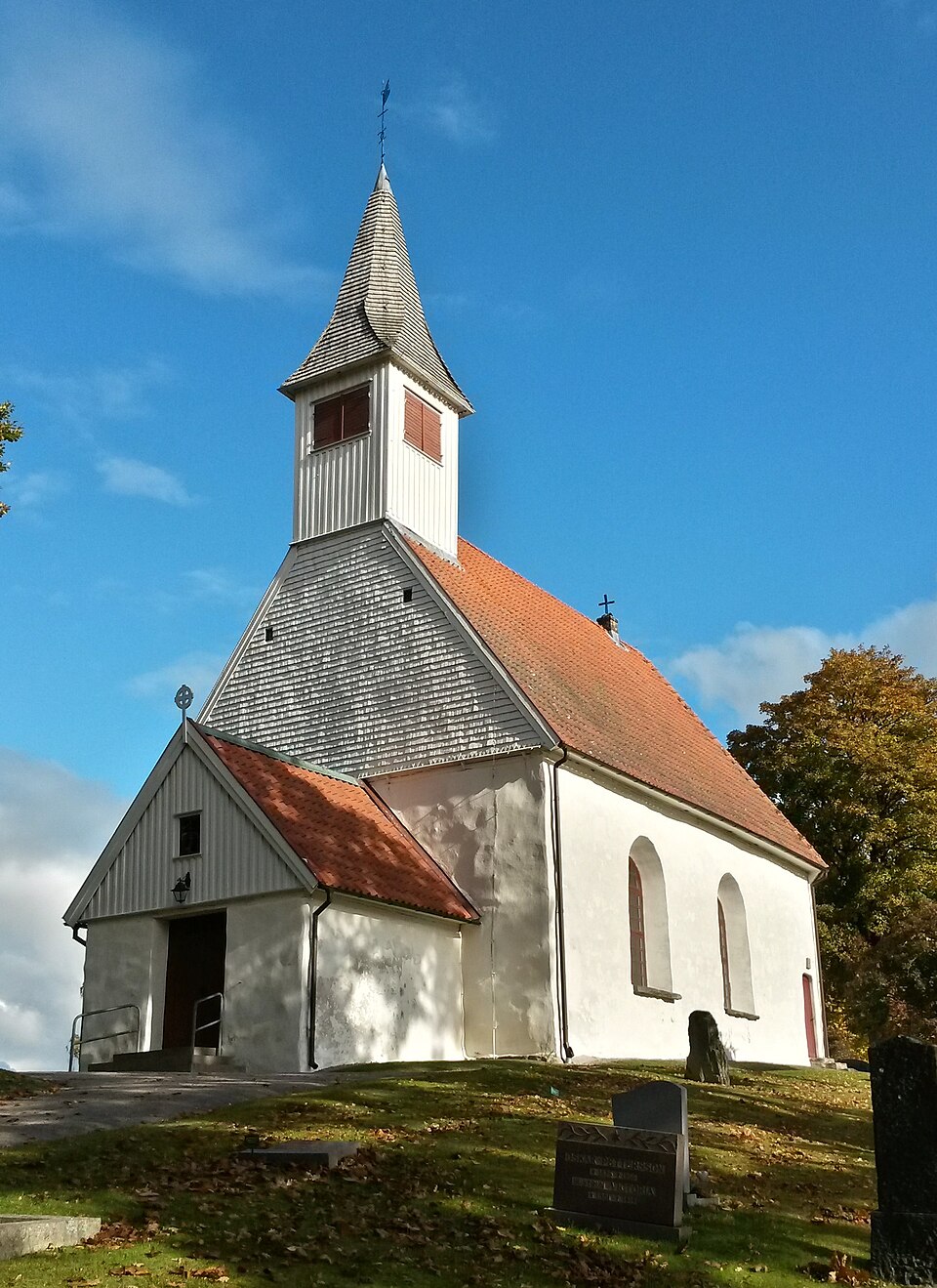 Hols kyrka sedd snett framifrån.