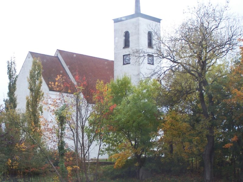 Kallinge church, Ronneby parish (a rainy day from car, you can see the water drops on the window).