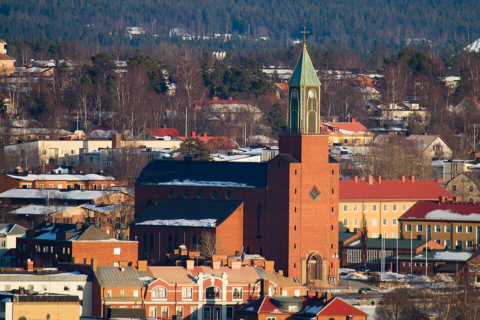 "Stora kyrkan" ("Big church"), Östersund, Diocese of Härnösand, Sweden. Seen from Frösön.