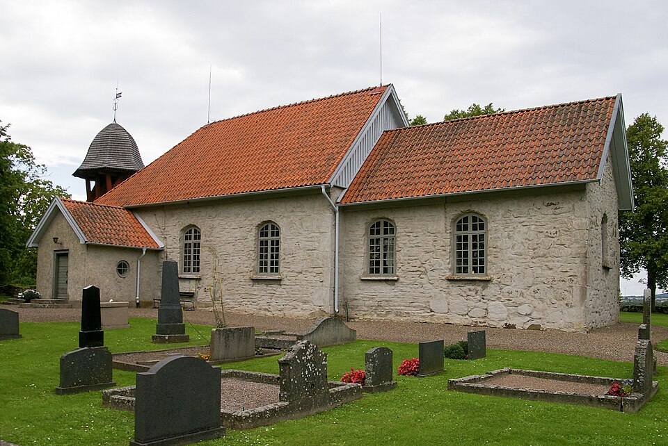 Kälvene kyrka (Swedish:Church of Kälvene) in Västergötland, Sweden.