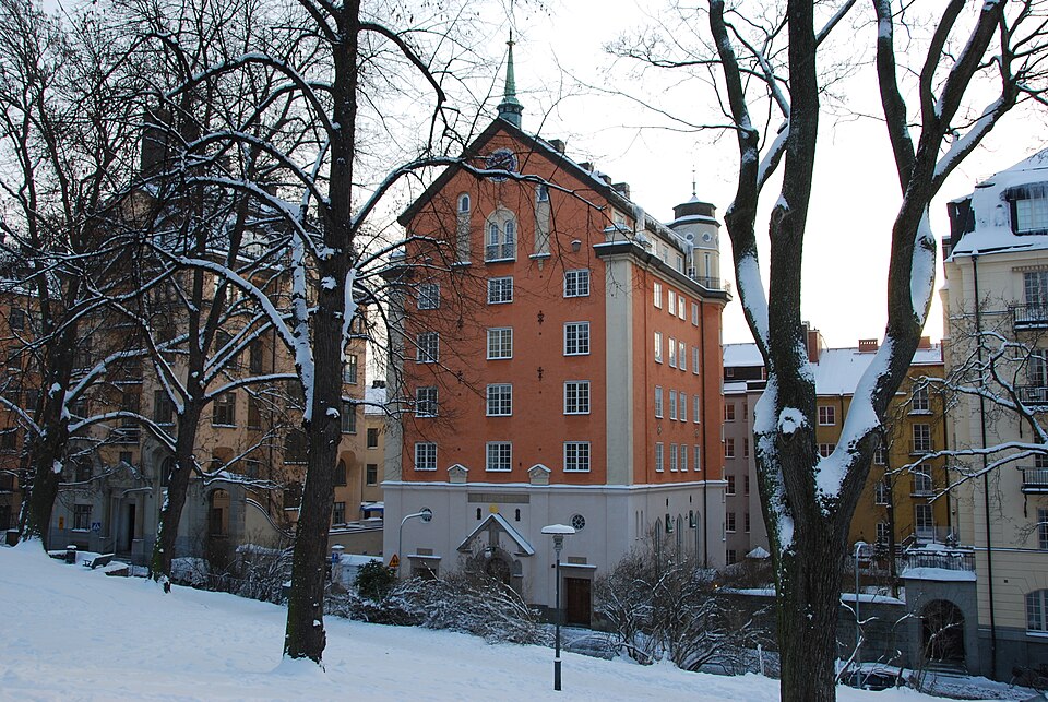Swedenborgs minneskyrka, Tegnérlunden 7 kv Vingråen 41, byggnadsår 1926-27, arkitekt Erland Heurlin, byggherre Nya Kyrkans Svenska församling, byggmästare A Persson