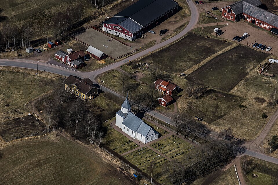 The Öreryd church from the air
