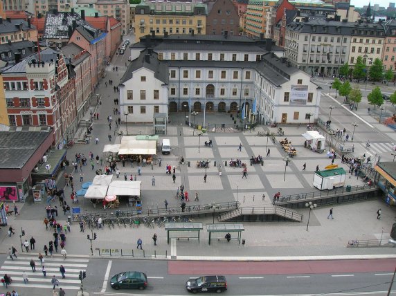 Ryssgården square at the Slussen area, Södermalm, Stockholm, Sweden. Photo taken from the Katarina elevator.