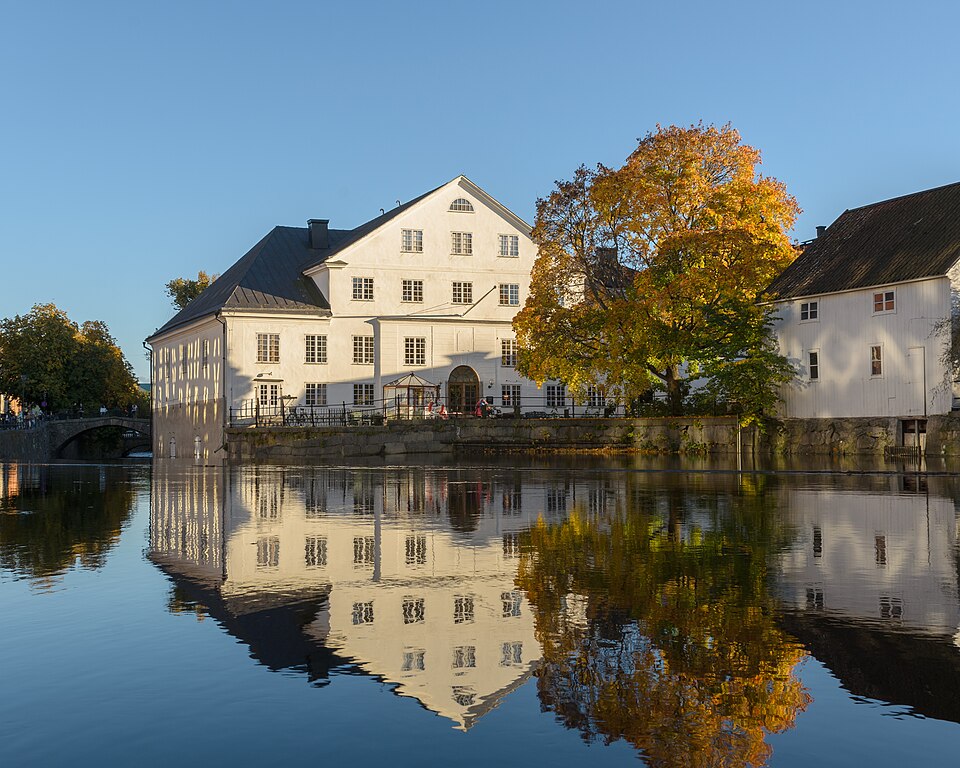 The old University mill on the Fyris River in central Uppsala. Now housing the county museum (Upplandsmuseet) of Uppsala County. The exterior of the building was used by Ingmar Bergman for the bishop'