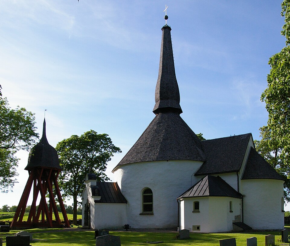 Skörstorps kyrka (swedish: church of Skörstorp), Västergötland, Sweden. The church was built in the 12th century.
