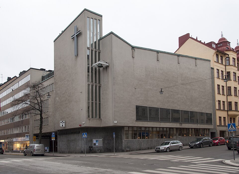 Norrmalmskyrkan, Norrtullsgatan 33, Norrtullsgatan 37, Nybyggnadsår 1962 - 1968, Bengt S. Carlberg - Stig Hermansson (Arkitekt) John Mattson Byggnads AB (Byggmästare) Sällskapet V.S gm Norrmalms Bapti