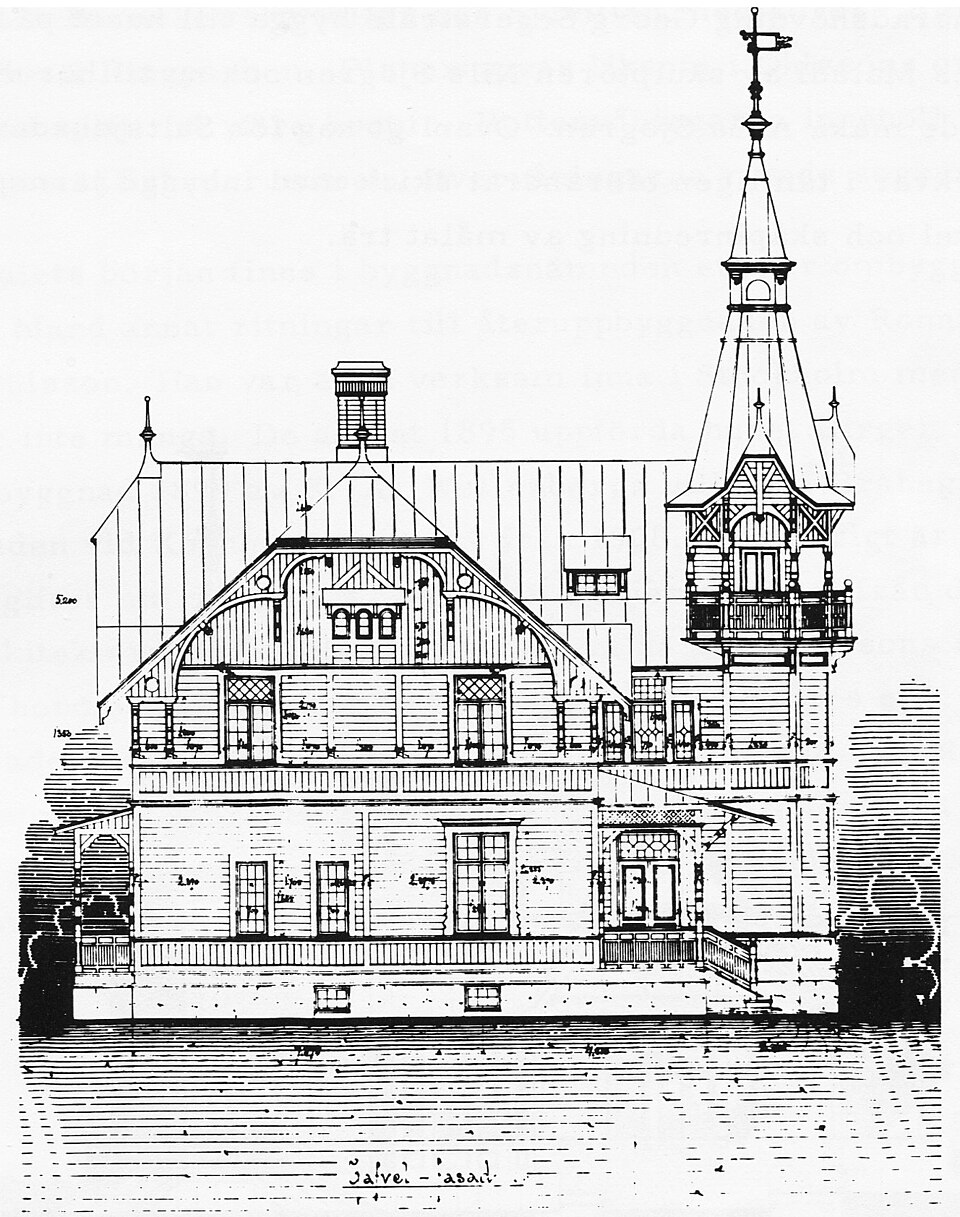 Villa Amalfi i Saltsjöbaden, fasadritning