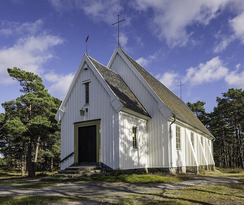 Sandhamn chapel in Sandhamn, Stockholm archipelago. Built 1934-35. Djurö, Möja och Nämdö parish, Church of Sweden.