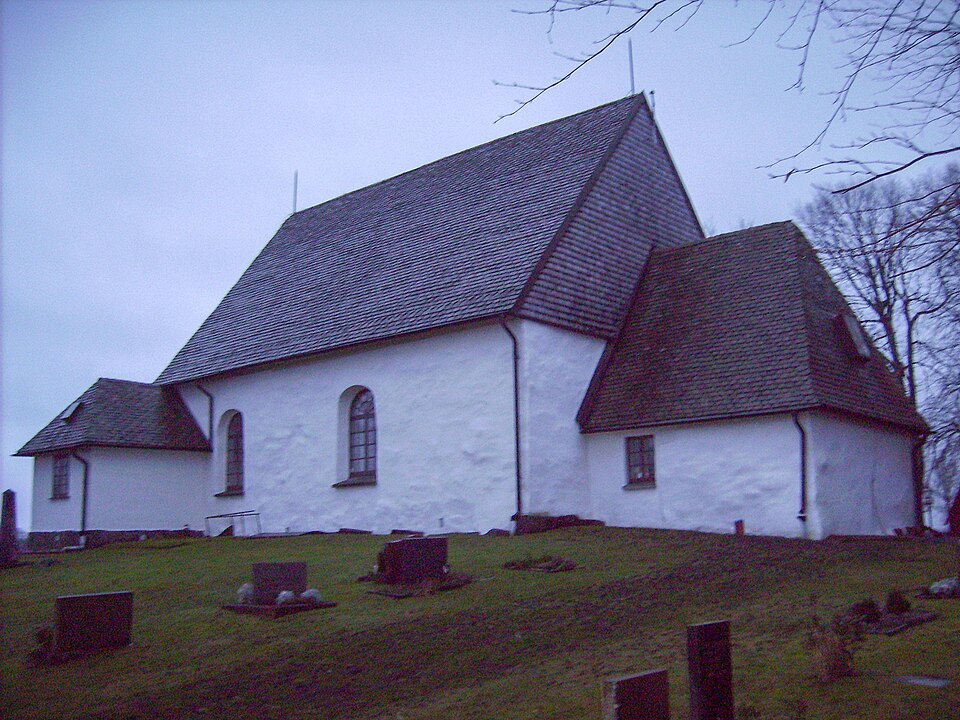 The 1200th century stone church "Ås kyrka" in Västergötland, Sweden.