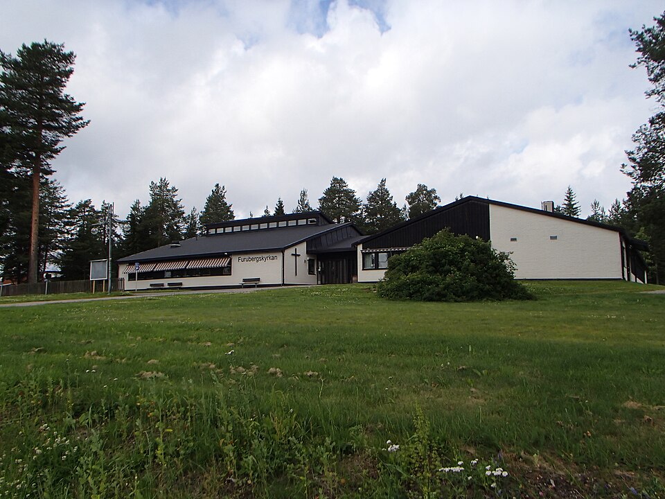 The church building of "Furubergskyrkan" at Furubergsvägen 20 in Furunäset, Piteå Municipality, viewed from southeast