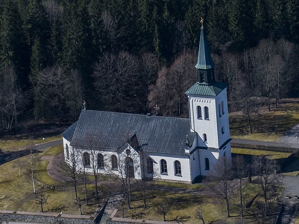 The Gnosjö church from the air