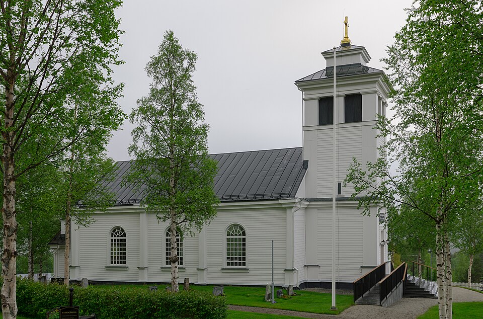 Tännäs church (Tännäs Kyrka), Church of Sweden, Diocese of Härnösand. At 648 m above sea level, it is Sweden's highest situated church. Tännäs, Härjedalen Municipality, Jämtland County.
