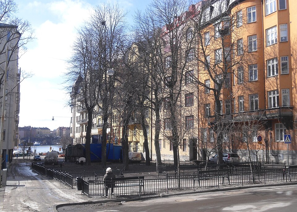 Kungsholms hamnplan, Kungsholmen, Stockholm. Vy från Garvargatan/Parmmätargatan mot söder (Norr Mälarstrand)